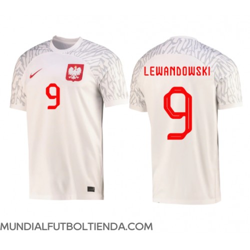 Camiseta Polonia Robert Lewandowski #9 Primera Equipación Replica Mundial 2022 mangas cortas